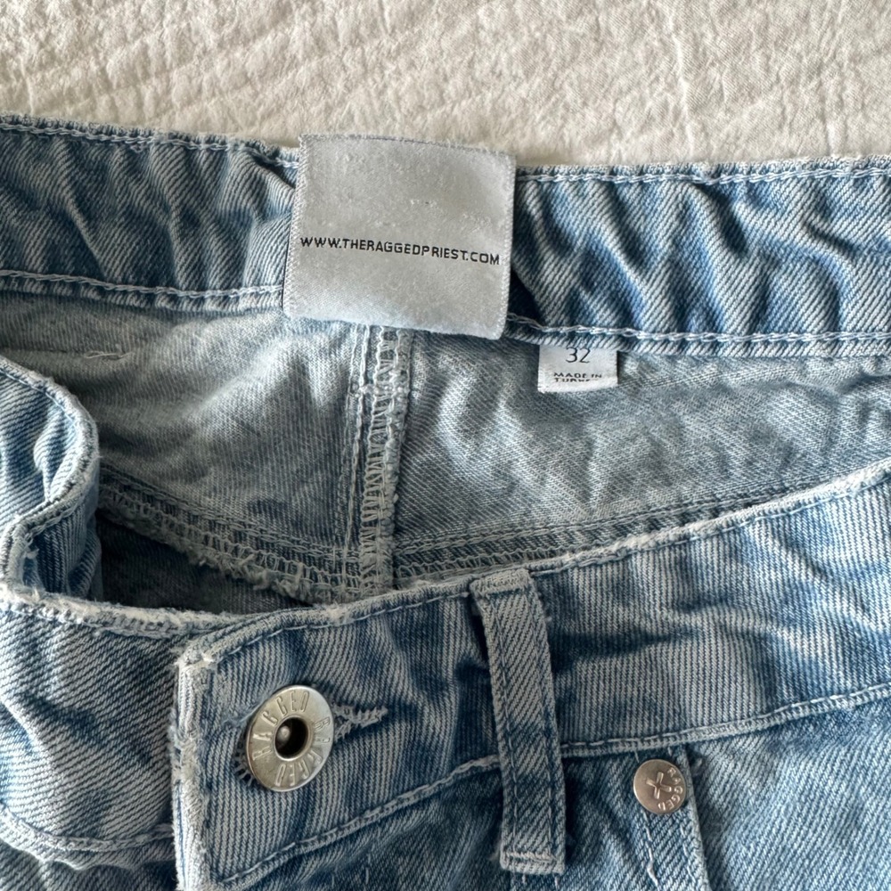 The Ragged Priest Light Wash Denim Cargo Pants Wide Leg Utility Jeans 30 Y2K - Picture 11 of 15